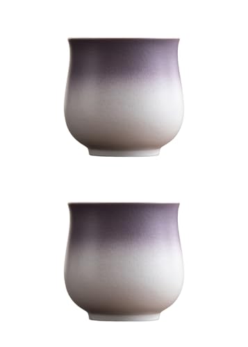 4-Oz Ceramic Espresso Cups Set - Multi-Color, Handle-Free Design for Home & Cafe | Dishwasher-Safe Stoneware Cups (Gradient Purple, 2) - color: Gradient Purple, size: 2
