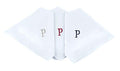 Initial Handkerchief for Men, Monogrammed Boxed 3 Piece Set,100% Cotton - color: P Initial
