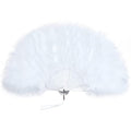 BABEYOND 1920s Marabou Feather Folding Hand Fan - color: White