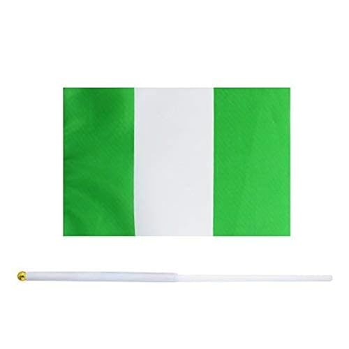25 Pack Hand Held Small Mini Nigeria Nigerian Stick Flag Round Top National Country Flags,Party Decorations Supplies For Parades,World Cup,Festival Events,International Festival - color: Nigeria