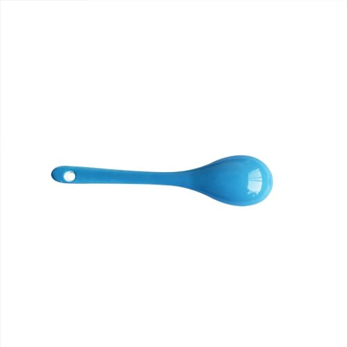 6 pcs Porcelain Egg Spoons Tea Spoon Ceramic Spoons 4.7 inch Coffee Dessert Yogurt Tea Milky Light Blue - style: Light Blue