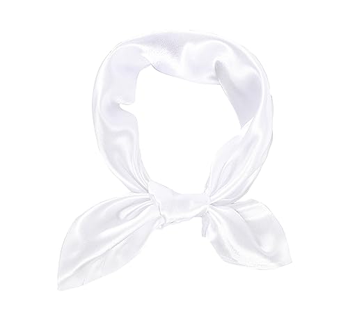 1 Piece of Square Satin Scarf Wrap Ribbon Neck Scarfs Halloween Retro Costume (23.62" x 23.62") - color: White