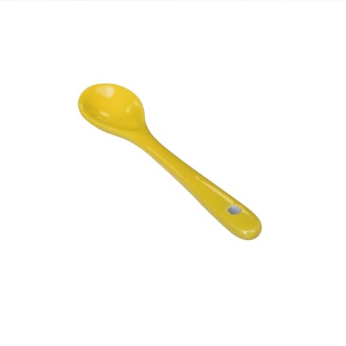 6 pcs Porcelain Egg Spoons Tea Spoon Ceramic Spoons 4.7 inch Coffee Dessert Yogurt Tea Milky Yellow - style: Yellow