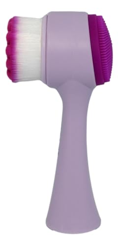 CALA Dual-Action Facial Cleansing Brush (Purple), Superfine Soft Bristles Deep Clean Pores, Removes Blackheads, Oil & Long-Wear Makeup, Water-Resistant Shower Use, All Skin Types - color: Purple