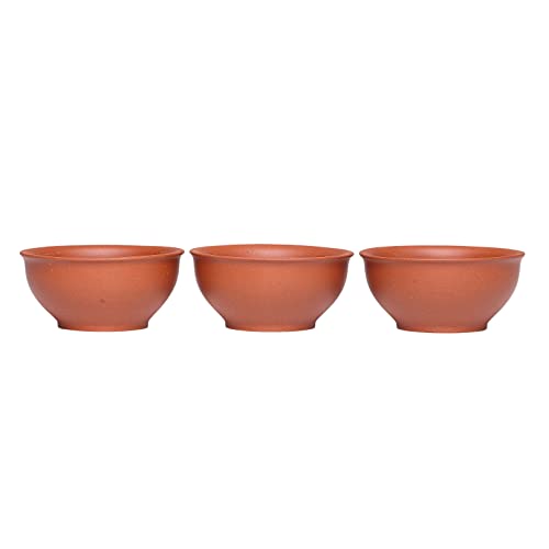3 PCS Yixing Clay Kung Fu Teacup 2.2 Oz, Zisha Small Gongfu Tea Cups - color: Red