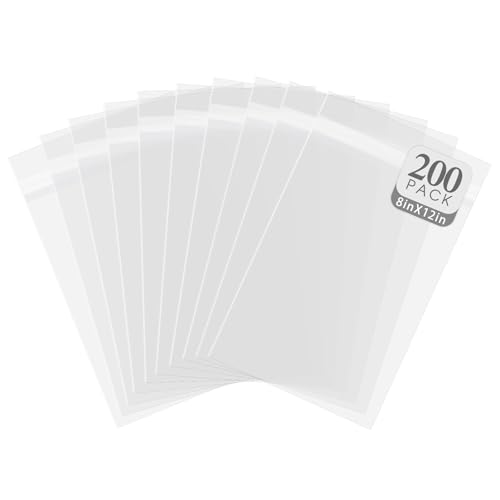Golden State Art 8"x12" Acid-Free Crystal Clear Storage Sleeves,200 Pack - size: 8 x 12