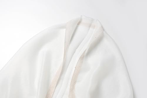 Jeelow Long Silk Blend Embroidered Floral Shawl Scarf Wrap for Women - color: White Bloom