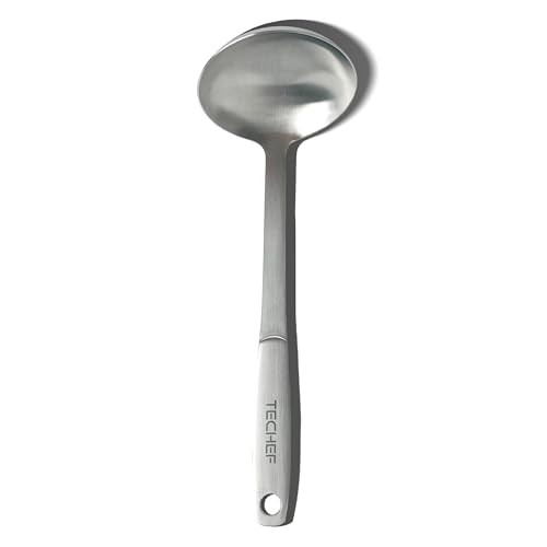 TECHEF - ChefCore 304 Stainless Steel Ladle with Ergonomic Handle, One-Piece Unibody Design, Rustproof & Heat Resistant, 9" Serving Utensil – Made in Korea - size: Ladle