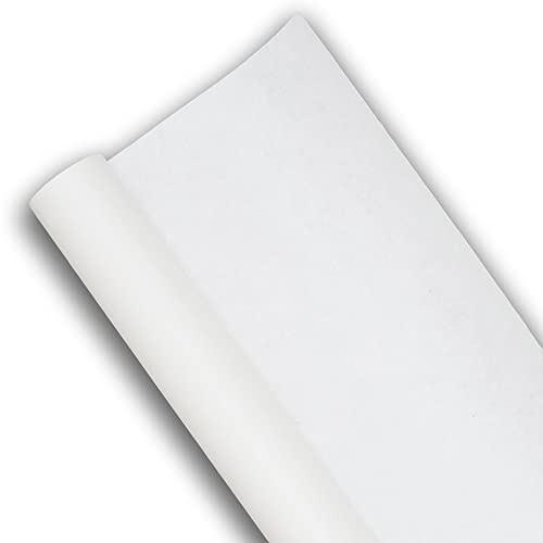 O-Bang Ji, Colered Hanji Paper Roll, Natural Fiber Unyong Texture / 45gsm, 21.3" x 590" / Korean Traditional Mulberry Paper (White) - color: White