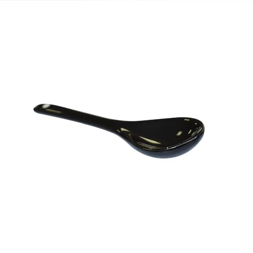 6 pcs Porcelain Egg Spoons Tea Spoon Ceramic Spoons 4.7 inch Coffee Dessert Yogurt Tea Milky Black - style: Black