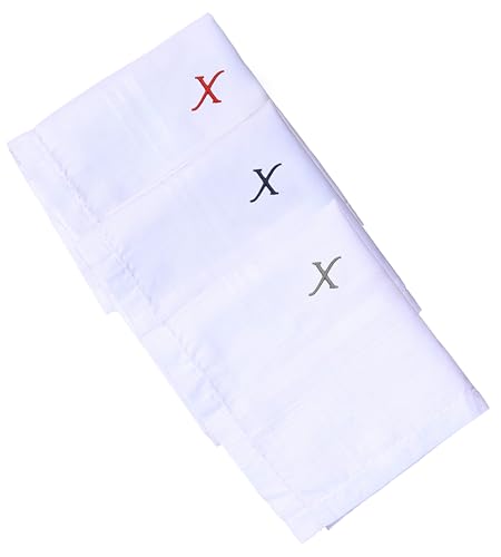 Monogrammed Handkerchiefs for Men 3-Pack Cotton, White Hankies - color: X1