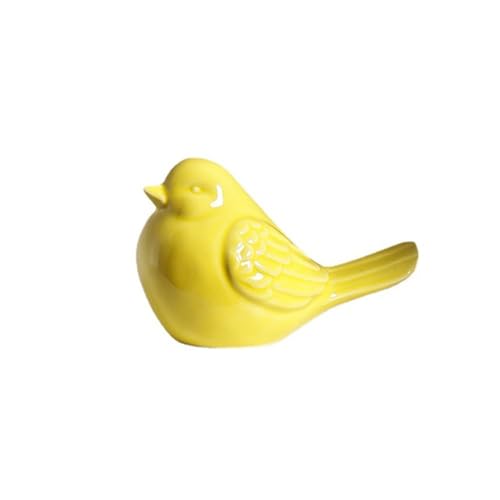 1/2pcs Home Living Room Office Decoration Bird,Ceramic Mini Bird Home Decoration,Porcelain Bird Figurine Statue,Office,Bedroom,Living Room Statues Decor,Yellow/Blue(Yellow) - style: yellow
