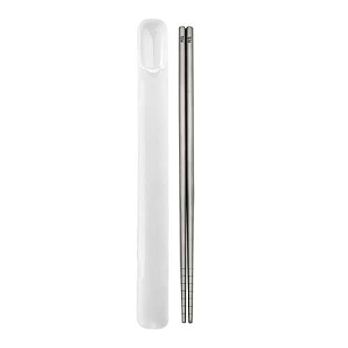 Pure Titanium Chopsticks 1 Pair with Carry Case, 9' Lightweight Reusable Travel Utensils, Non-Slip, Dishwasher Safe, Eco-Friendly, Portable, Grey, 2023 Gift - color: TKZ-Y