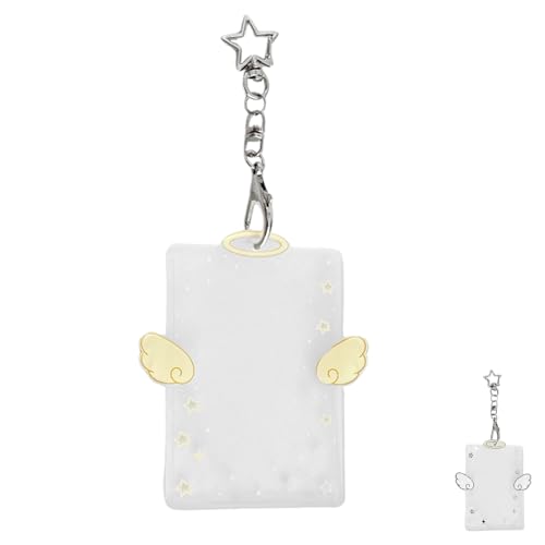 Angel Wings Acrylic Photo Card Holder - Transparent ID Badge Case for Student Cards, 3 Inch PhotoCard, Bus Card (Yellow) - color: Yellow
