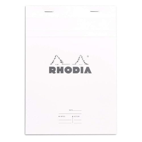 Rhodia cf16401 Notepad, No. 16 (A5), 80 Sheets, Meeting Ruled, Water Repellent Cover, Perforated, PEFC Certified, White - color: white, size: No.16(A5)14.8×21cm, style: Meeting ruled