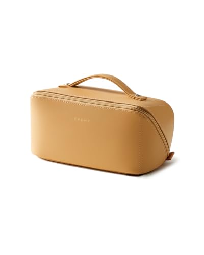 EACHY Travel Makeup Bag for Women, Flat Open Cosmetic Bag, Yellow, Medium - color: A - Yellow, size: Medium