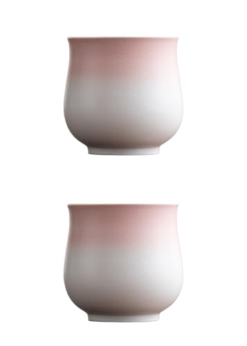 4-Oz Ceramic Espresso Cups Set - Multi-Color, Handle-Free Design for Home & Cafe | Dishwasher-Safe Stoneware Cups (Gradient Pink, 2) - color: Gradient Pink, size: 2