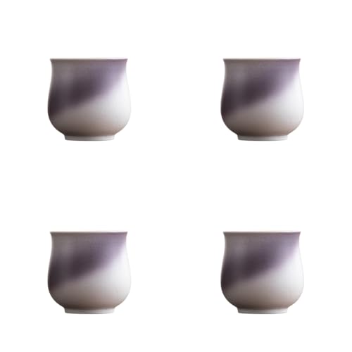 4-Oz Ceramic Espresso Cups Set - Multi-Color, Handle-Free Design for Home & Cafe | Dishwasher-Safe Stoneware Cups（Kiln turning purple,4） - color: Kiln turning purple, size: 4