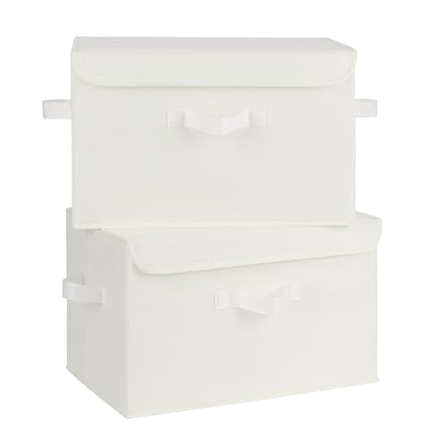 GRANNY SAYS Memory Keepsake Storage Box, Fabric Storage Bins with Lids - color: Ivory White, size: Large