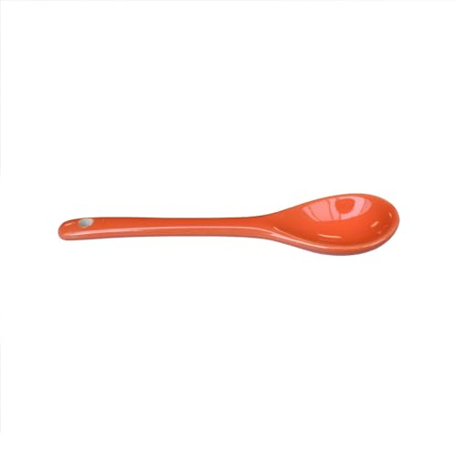 6 pcs Porcelain Egg Spoons Tea Spoon Ceramic Spoons 4.7 inch Coffee Dessert Yogurt Tea Milky Orange - style: Orange
