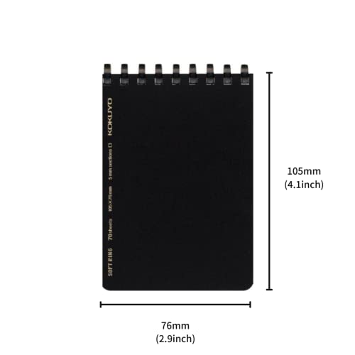 Kokuyo. Softring Memo Business A7, 5mm Grid, 70 Sheets Black (メ-SV477S5-D) - 4 Pack