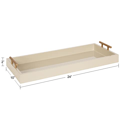 Kate and Laurel Lipton Modern Narrow Tray; 10 x 24; Sand; Midcentury Serving Tray for Storage and Display - color: Natural