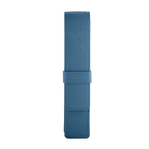 DiLoro Leather Single Pen Case Pencil Pouch Holder for One Fountain Ballpoint Rollerball Pen and Pencil (Sol. Blue) - color: Sol. Blue