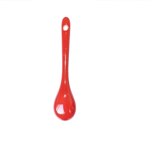 Red 6 pcs Porcelain Egg Spoons Ceramic Spoons 4.7 inch Coffee Dessert Yogurt Tea Milky Tea - style: Red