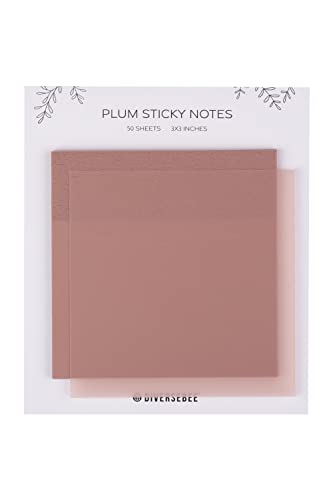 DiverseBee 50 Sheets Pastel Transparent Sticky Notes, 3x3” Clear Sticky Tabs, Translucent Page Flags Book Markers Stickers, Planner Accessories, Bible Journaling Study Office School Supplies (Plum) - color: Plum