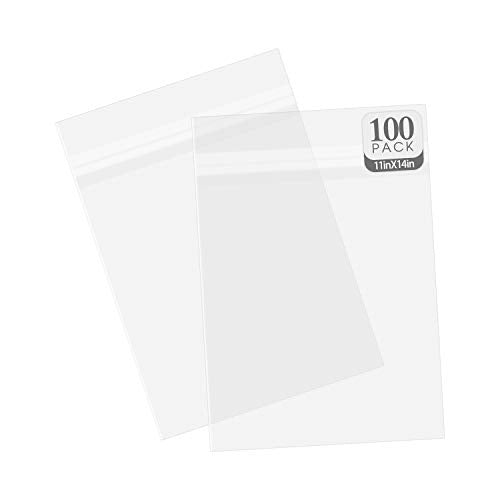 Golden State Art 11x14 Inch Crystal Sealed Clear Plastic Sleeves,100 Pack - size: 11-3/8 x 14-3/16
