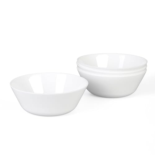 LaGlint 16 OZ White Opal Glass Cereal Soup Bowl Set of 4, 6 Inch - color: Angel White, size: 16 OZ - cereal bowls