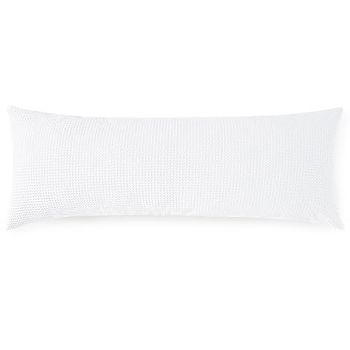 PHF Cotton Waffle Body Pillowcase with Zipper 20" x 54", White, No Insert - color: White, size: 54" X 20" (Pack of 1)