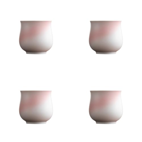 4-Oz Ceramic Espresso Cups Set - Multi-Color, Handle-Free Design for Home & Cafe | Dishwasher-Safe Stoneware Cups (Kiln turned pink, 4) - color: Kiln turned pink, size: 4