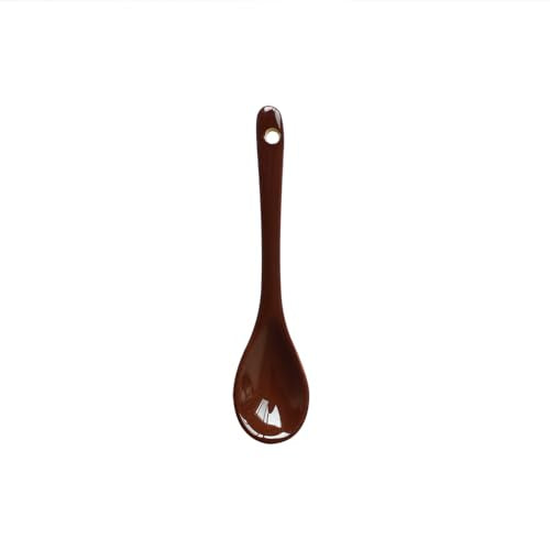 6 pcs Porcelain Egg Spoons Tea Spoon Ceramic Spoons 4.7 inch Coffee Dessert Yogurt Tea Milky Brown - style: Brown