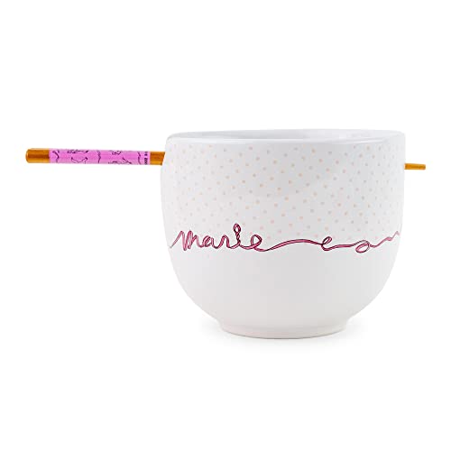 Silver Buffalo Disney The Aristocats Marie Ceramic Dinnerware Set | Includes 20-Ounce Ramen Noodle Bowl and Wooden Chopsticks