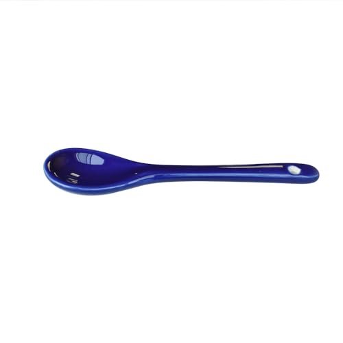 6 pcs Porcelain Egg Spoons Tea Spoon Ceramic Spoons 4.7 inch Coffee Dessert Yogurt Tea Milky Dark blue - style: Dark Blue
