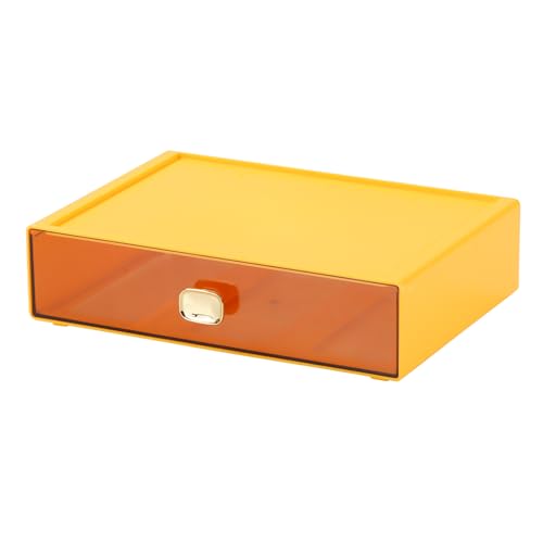 Desktop Storage Drawers, Plastic Countertop Printer Paper Organizer - color: 1 Large Drawer, Yellow