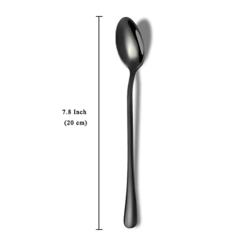 Premium Stainless Steel Coffee and Tea Spoons - Long Handle Set of 8 (Black) - color: 2. Black-8 Piece