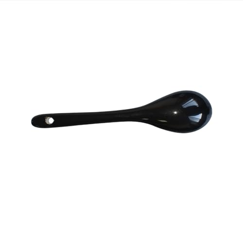 6 pcs Porcelain Egg Spoons Tea Spoon Ceramic Spoons 4.7 inch Coffee Dessert Yogurt Tea Milky Black - style: Black