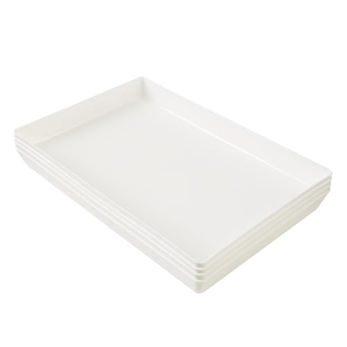 US Acrylic White Plastic Serving Trays (Set of 4) 15” x 10” | Large Unbreakable Reusable Rectangular Party Platters | Serve Appetizers, Fruit, Veggies, & Desserts | BPA-Free & Made in USA (Pack of 2) - color: White, size: 15" x 10" (Pack of 2)