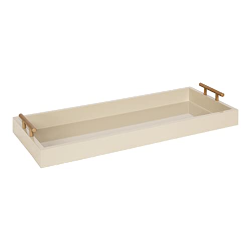 Kate and Laurel Lipton Modern Narrow Tray; 10 x 24; Sand; Midcentury Serving Tray for Storage and Display - color: Natural
