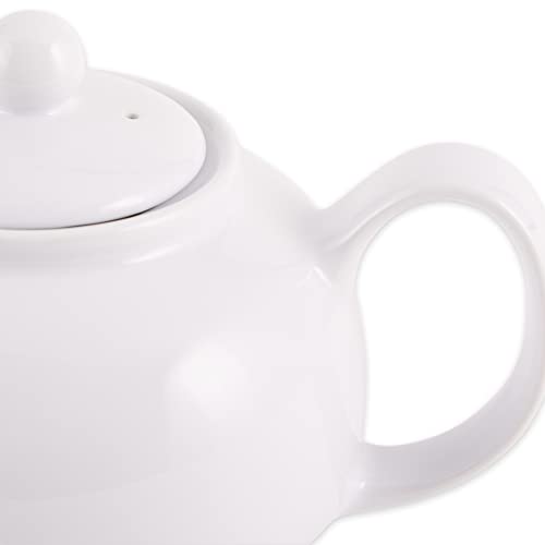 RSVP International Stoneware Teapot Collection, Microwave and Dishwasher Safe, 42 oz, White - color: White, size: 42 oz