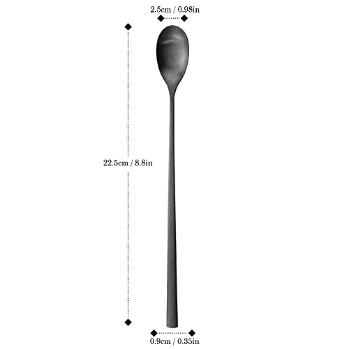 AOOSY 9-In Long Handle Spoon, Matte Black Coffee Stirrers, Set of 6 - color: B Long Black Spoon