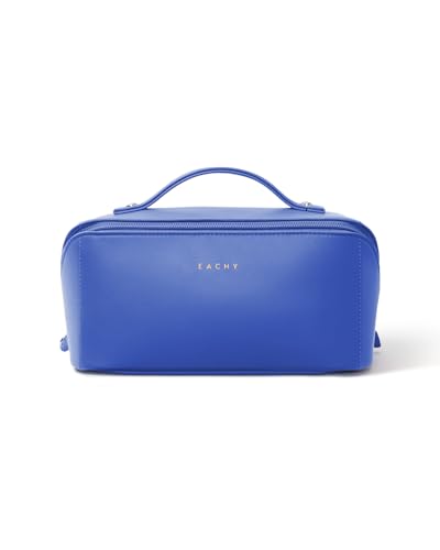 EACHY Travel Makeup Bag for Women, Flat Open Cosmetic Bag, Blue, Medium - color: A - Klein Blue, size: Medium
