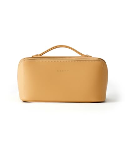 EACHY Travel Makeup Bag for Women, Flat Open Cosmetic Bag, Yellow, Medium - color: A - Yellow, size: Medium