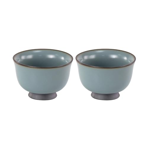 KAMMAK Japanese Tea Cups, 4 Oz Small Handmade Ceramic Teacups, Set of 2 - style: GN04
