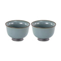 KAMMAK Japanese Tea Cups, 4 Oz Small Handmade Ceramic Teacups, Set of 2 - style: GN04