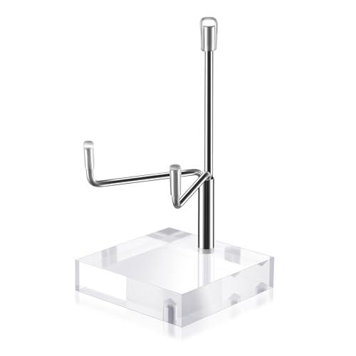 Sibba Adjustable Metal Display Easel Stand with Acrylic Base Compact Plate Holder for Fossils, Crystals, Geodes, Rocks, Coral, Home Decor, Collectibles - color: silver, size: L