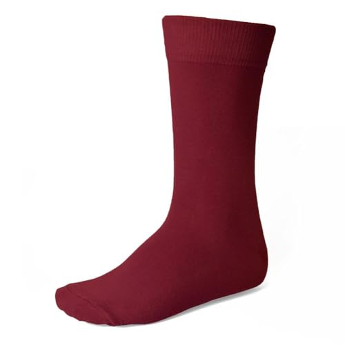 tiemart Men's Socks, Fits Men's Shoe Sizes 8-12 - color: Burgundy Solid