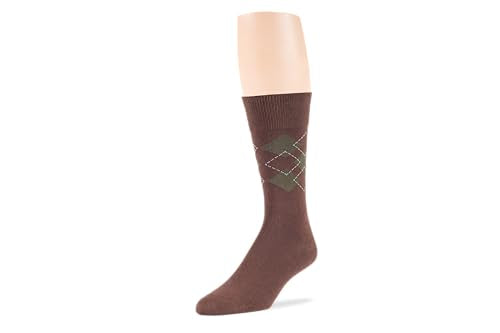 7BIGSTARS Men Cotton Patterned Crew Dress Socks 4-6 Pack, L 9-12 - color: 02b - Brown, Olive Green, Khaki (A40)